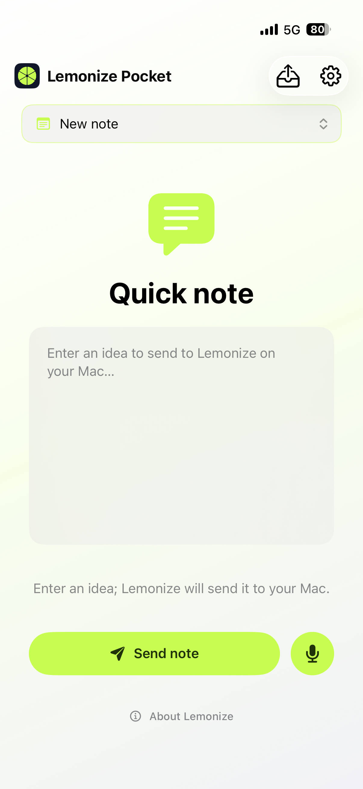 Lemonize Pocket capture screen on iPhone